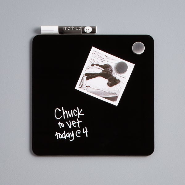 Three by Three Black Glass Dry Erase Board The Container Store