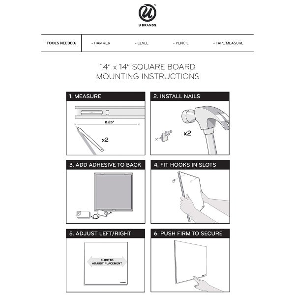 U-Brands White Square Monthly Dry Erase Board