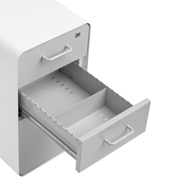 Poppin Light Grey Slim 3-Drawer Stow Filing Cabinet