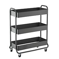 The Container Store Large 3-Tier Rolling Cart Grey