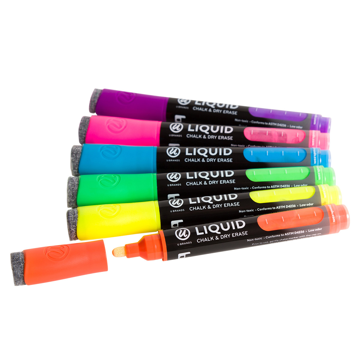 U Brands Colored Liquid Chalk Dry-Erase Markers, Assorted Colors, 4 Count