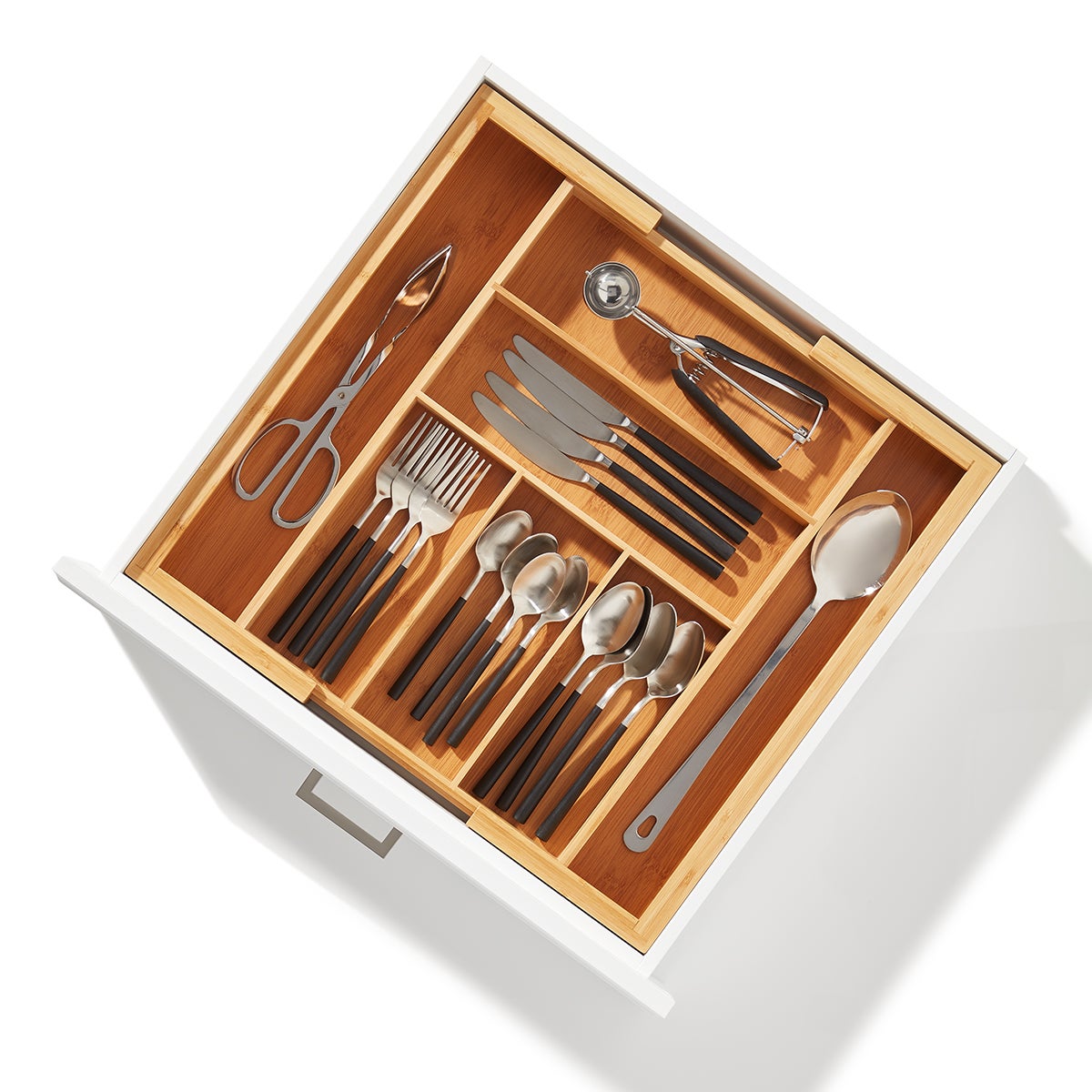Expandable Bamboo Silverware Tray The Container Store