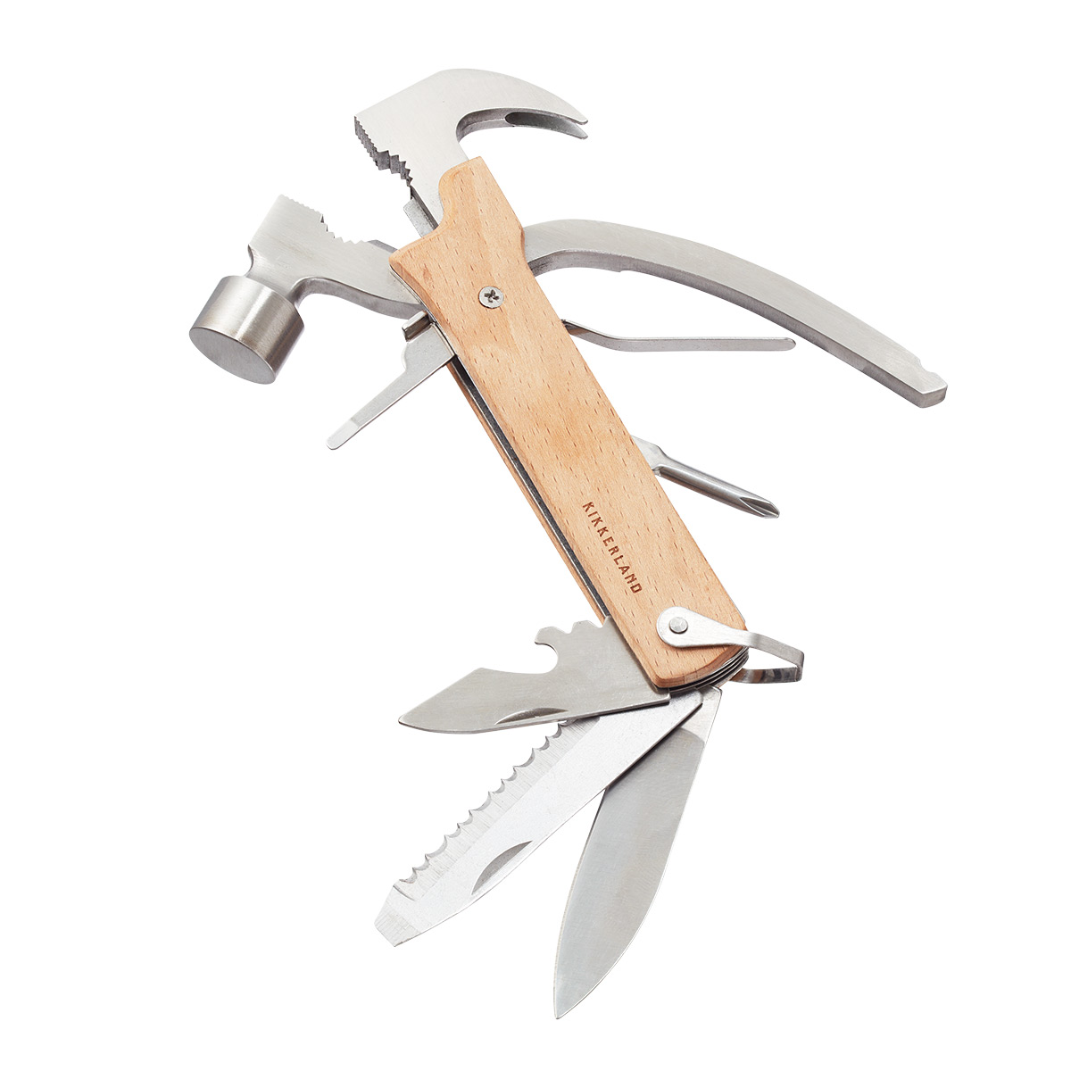 Kikkerland Pocket 10 in 1 Wood Stainless Steel Hammer Multi Tool Screwdriver for sale online 