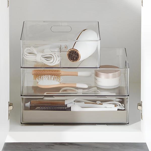 The Container Store Luxe Acrylic Hair Care Organizer Clear, 10 x 7 x 4 H