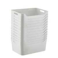 Case of 12 Medium Plastic Storage Bin w/ Handles Light Grey