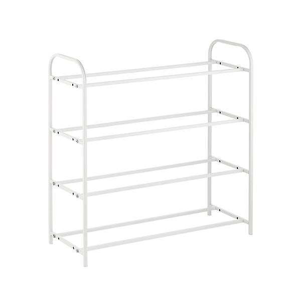 4-Tier Shoe Rack with Adjustable Bars White, 25-1/8 x 8-3/4 x 24-1/8 H | The Container Store