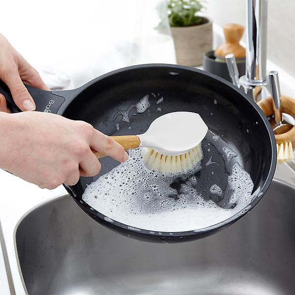 Handheld Dish Brush — White Bristle