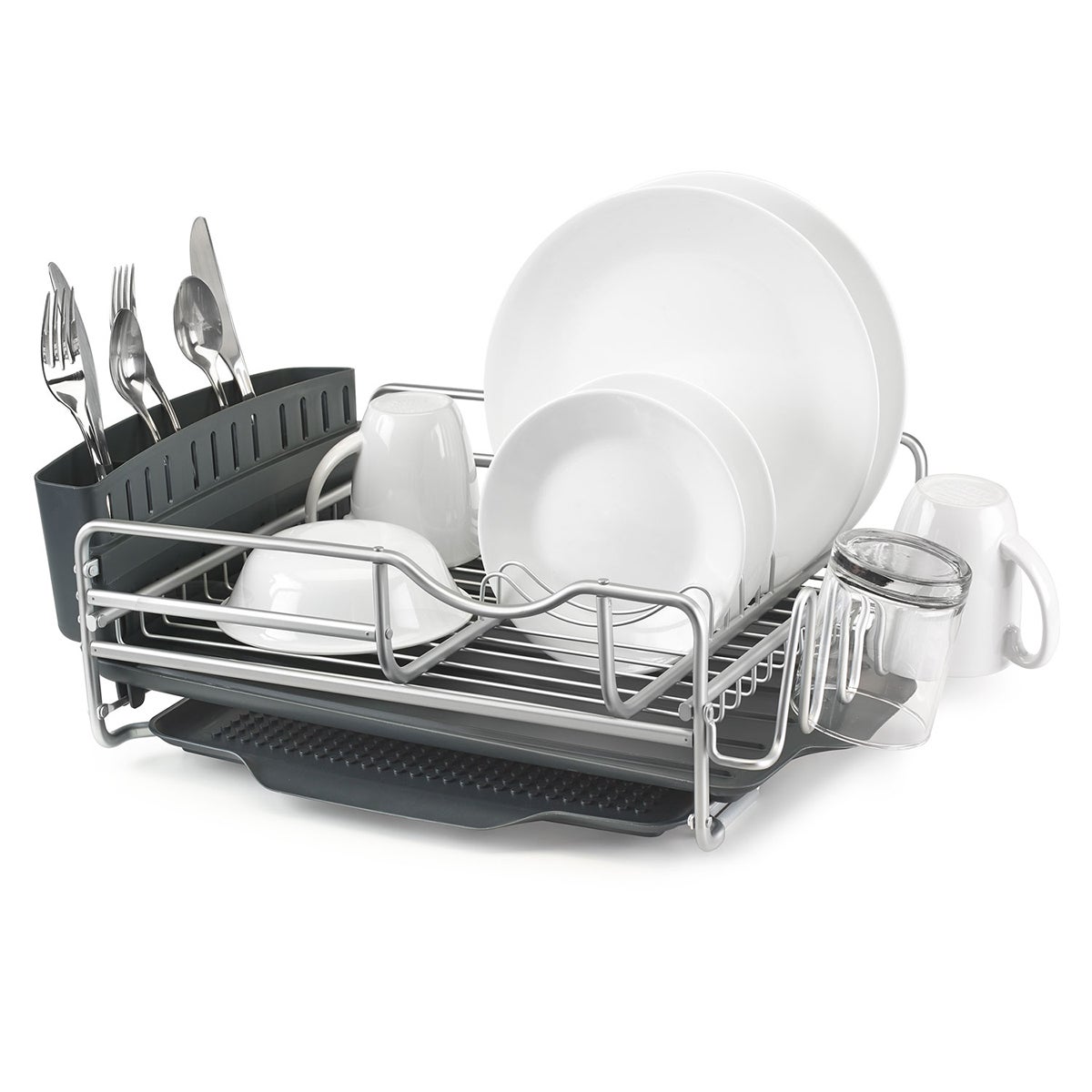 Polder 4 Piece Advantage Aluminum Dish Rack The Container Store Dish rack, gslife 2 tier stainless steel dish rack utensil holder dish drainer for kitchen counter top, white. polder 4 piece advantage aluminum dish rack