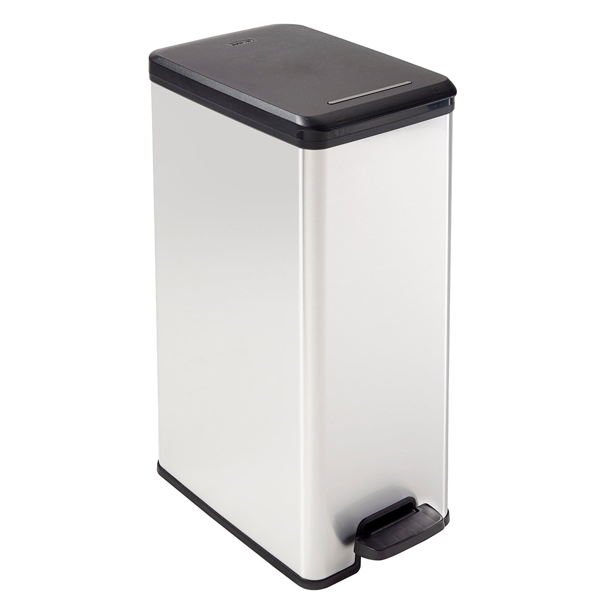 Curver 40-Liter Slim Metallic Trash Can in Silver