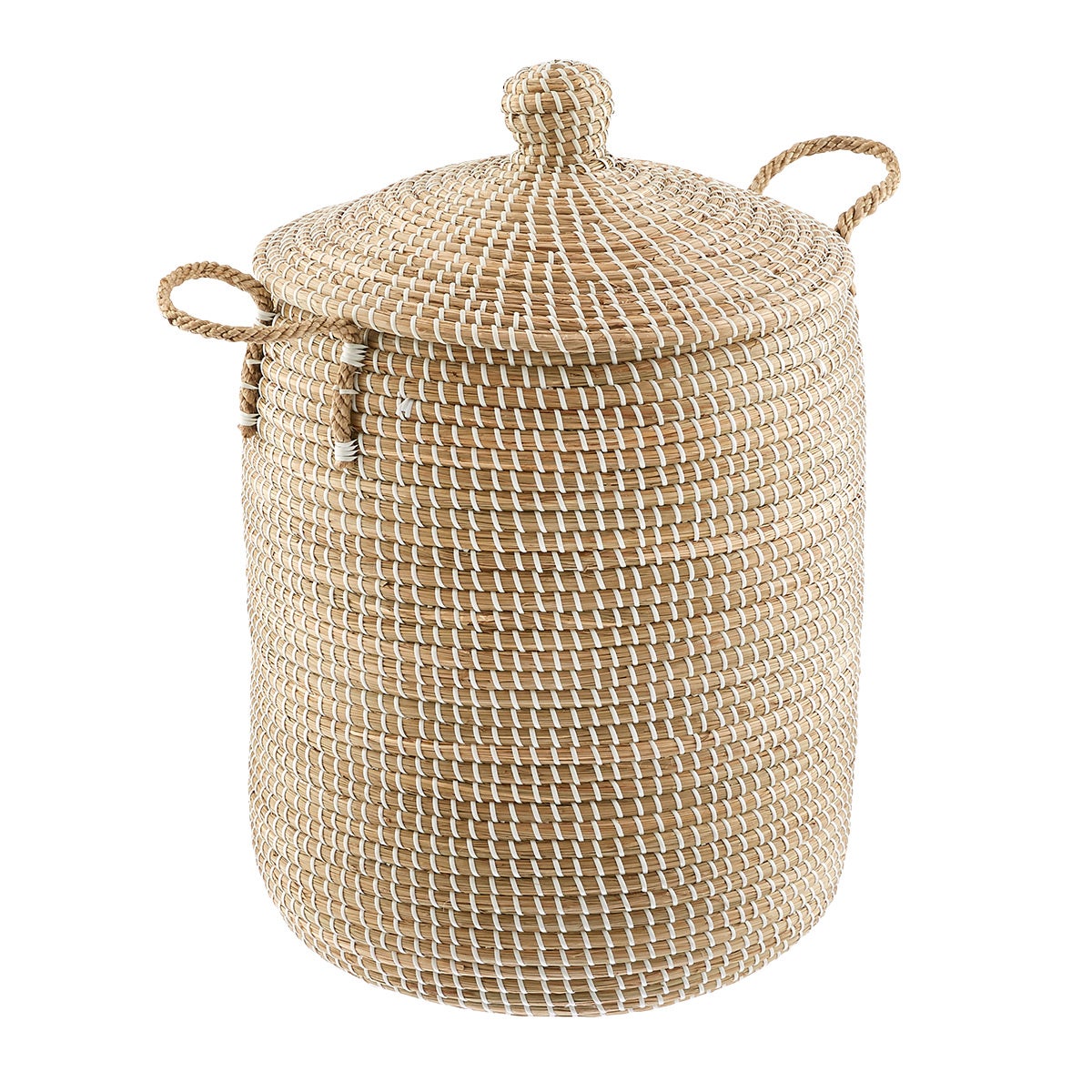 White Seagrass Hamper with Lid The Container Store