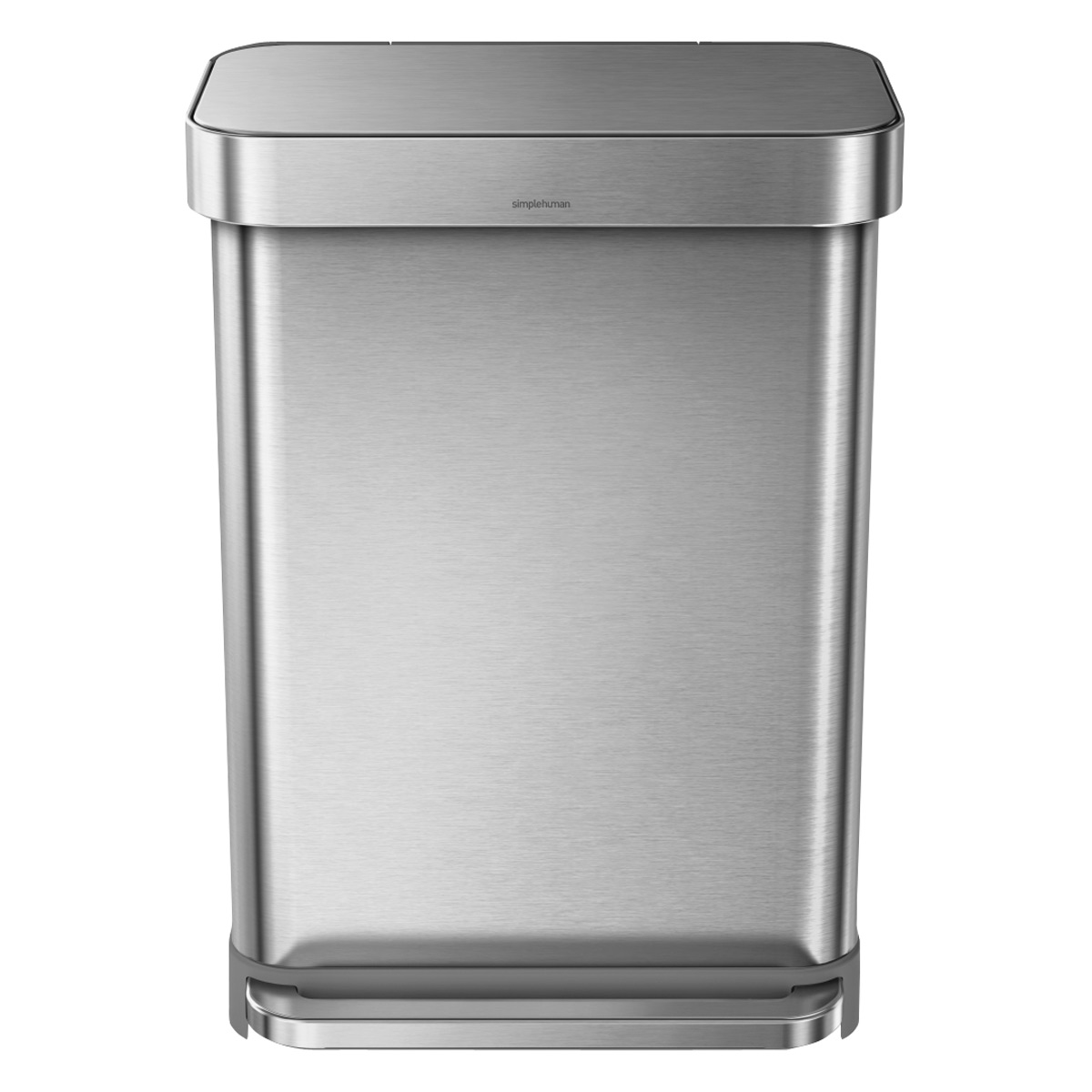 simplehuman 55L Rectangular Step Trash Can with Liner Pocket Brushed Stainless Steel
