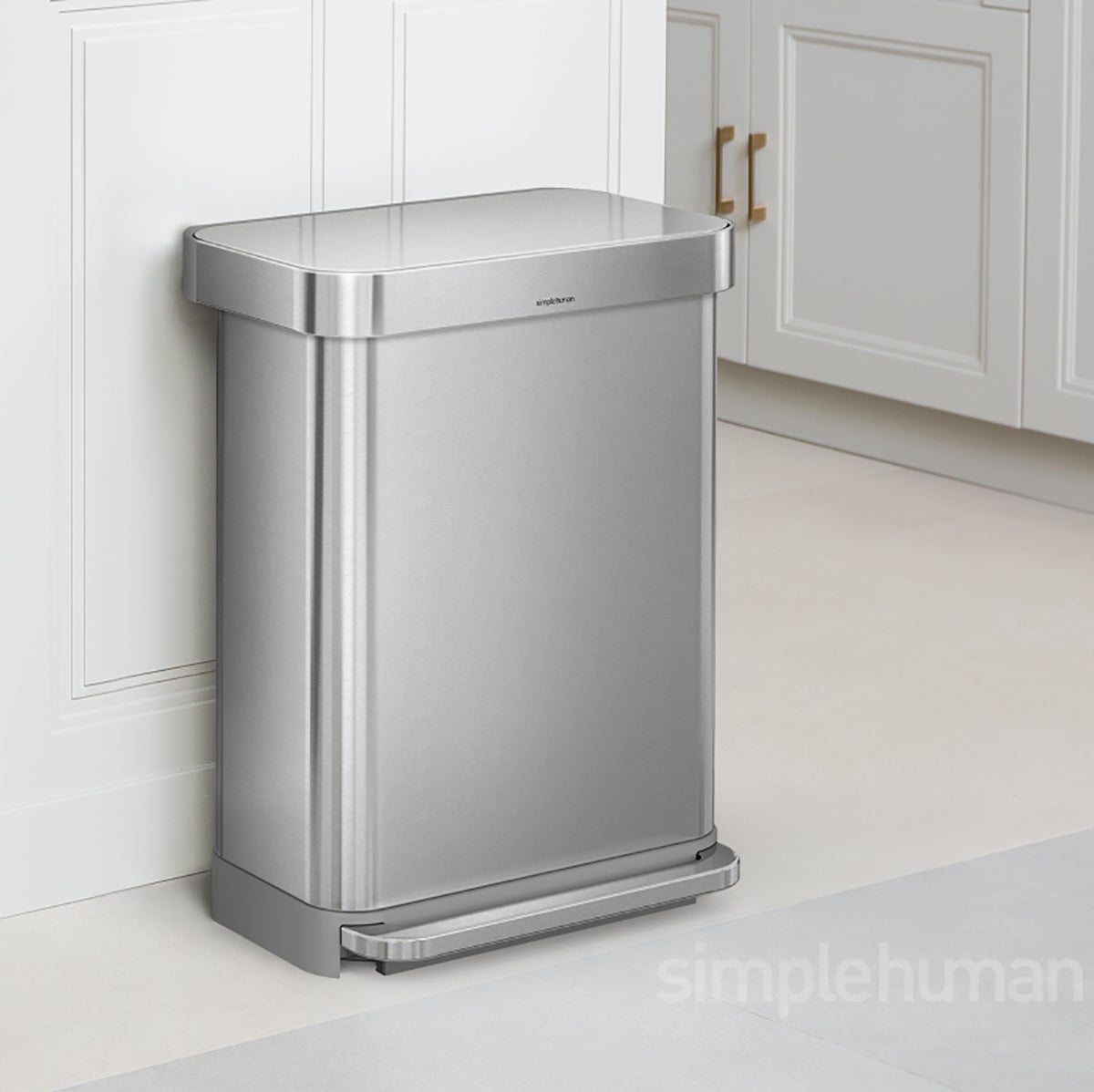 Simplehuman 50-liter Rectangular Brushed Stainless Steel Step Can