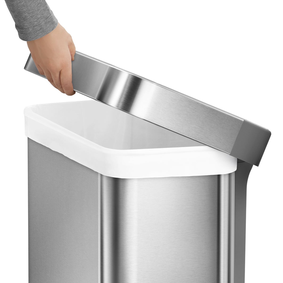 simplehuman Stainless Steel 14.5 gal. Rectangular Trash Can with