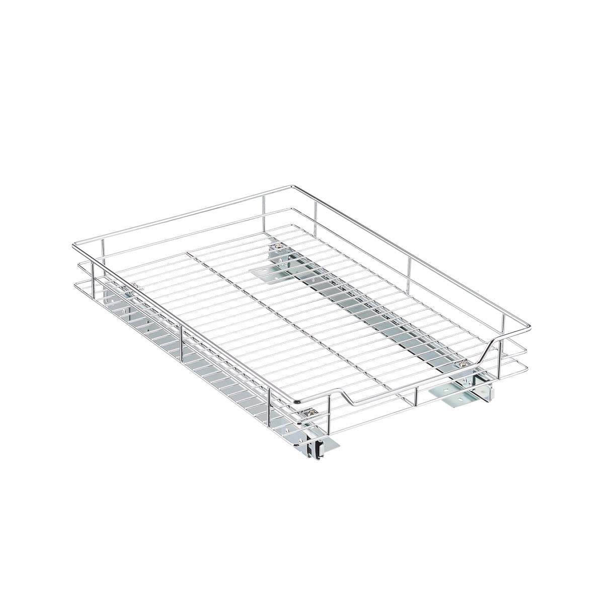 chrome roll out cabinet drawers the container store wicker stools for kitchen island