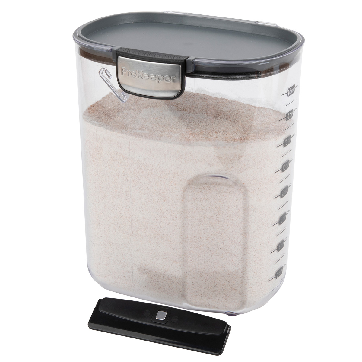 Progressive Prepworks ProKeeper 6 Piece Kitchen Clear Plastic Airtight Food  Flour And Sugar Storage Organization Container Baking Canister Set (Black)