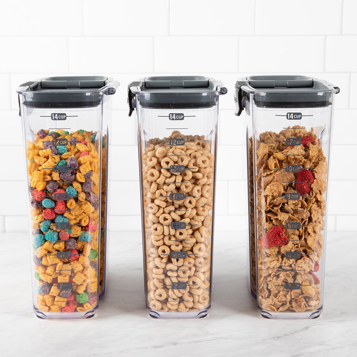 3 Piece Plastic Cereal Dispenser Dry Food Storage Container Set