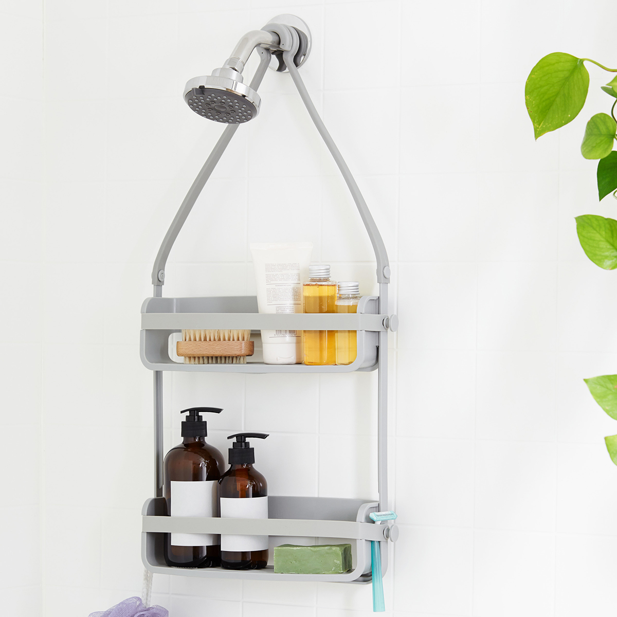 Umbra Grey Flex Shower Caddy | The Container Store