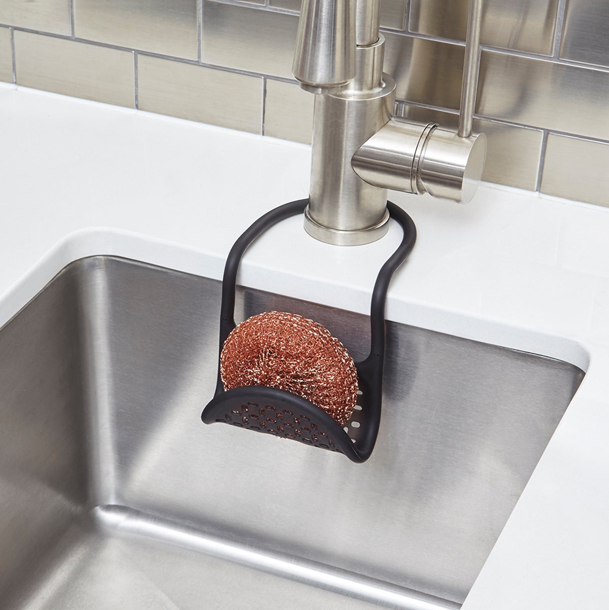 Sink Sponge Holder With Dish Brush Organizer, Suction Cups or Countertop