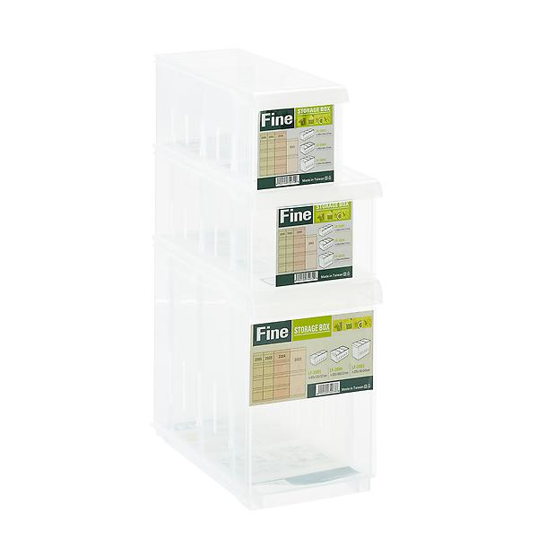 Narrow Stackable Plastic Utility Bin Clear, 5-1/2 x 14-3/4 x 5 H | The Container Store