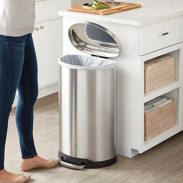 Dropship Stainless Steel 10.5 Gallon Trash Can Round Step Kitchen