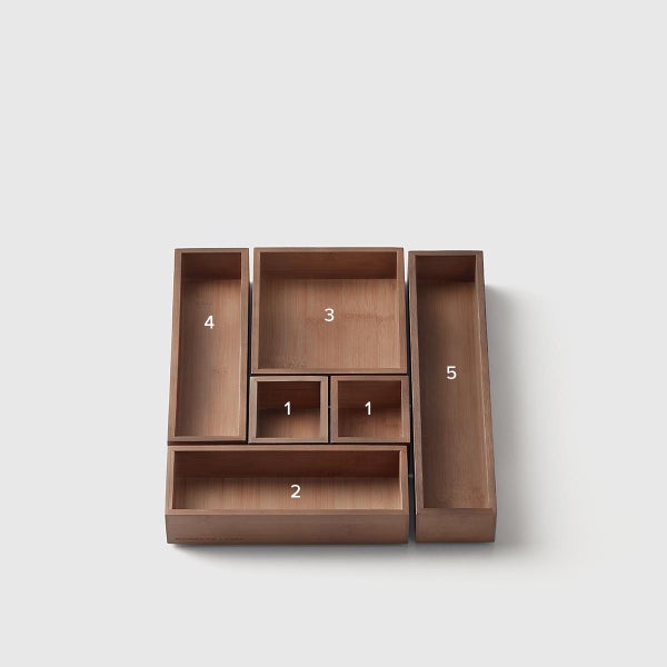 The Container Store Hikidashi Bamboo Drawer Organizers Set of 6