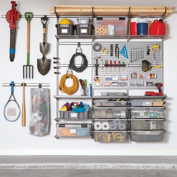 Platinum Elfa Utility Garage With Workstation The Container Platinum Elfa Utility Garage With, Elfa Garage System Reviews