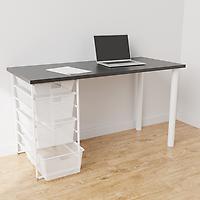 Elfa Classic Elfa Desk with Drawer Unit Slate & White