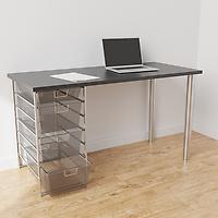 Elfa Classic Elfa Desk with Drawer Unit Slate & Platinum