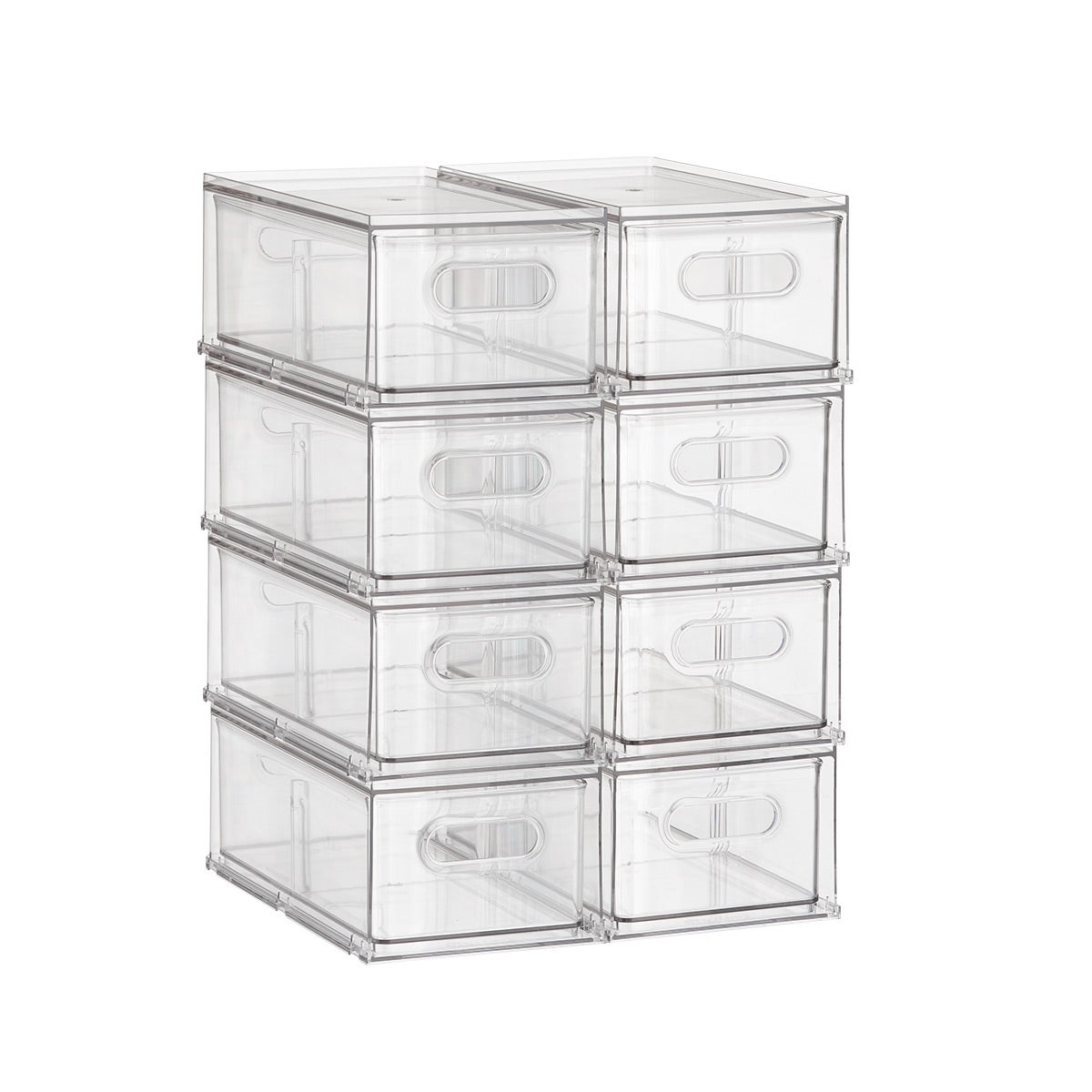 UNIKON 6 PCS Fridge Storage Bins Refrigerator Organization, Stackable  Plastic Drawers Organizer Organizers for (White Handle, 3 And Cubes)