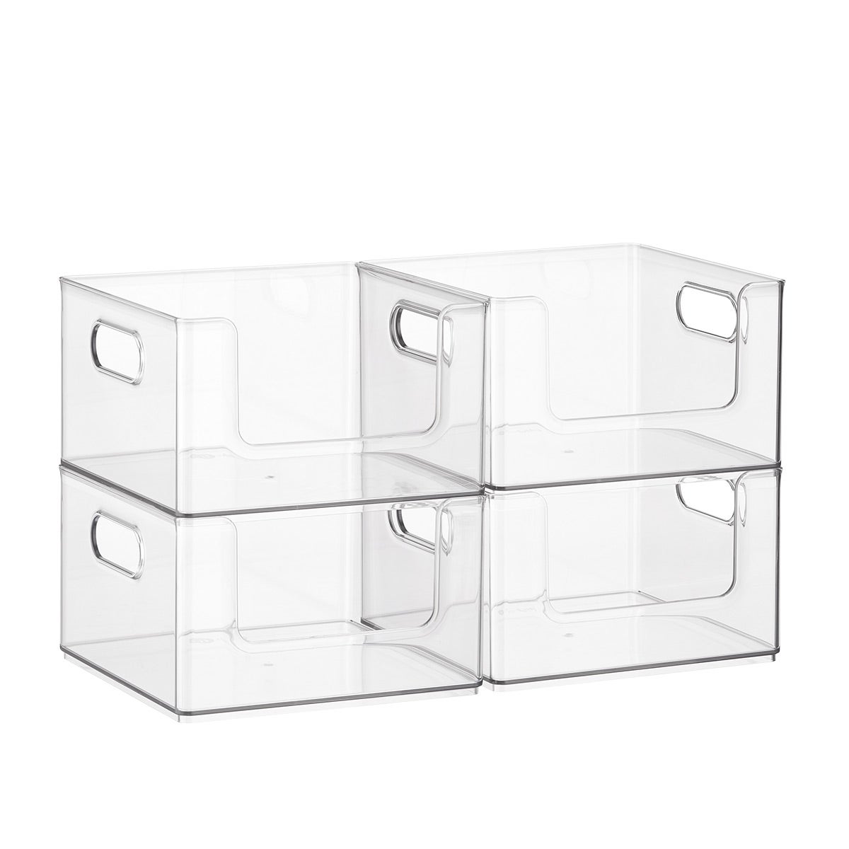 Set of 8, Stackable Clear Bins with Removable Dividers - Food Snack  Organizer, Pantry Organization and Storage - Plastic Home Containers -  Refrigerator, Fridge, Kitchen Cabinet Organizing Bins