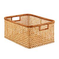 The Container Store Medium Albany Rattan Cane Bin Natural