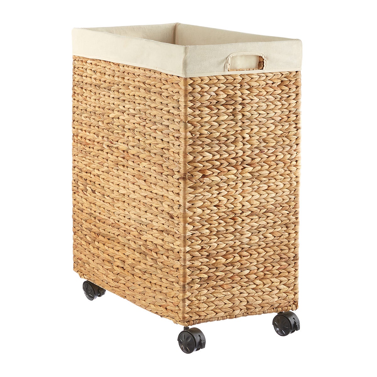 Water Hyacinth Rolling Laundry Cart - Thumbnail 5