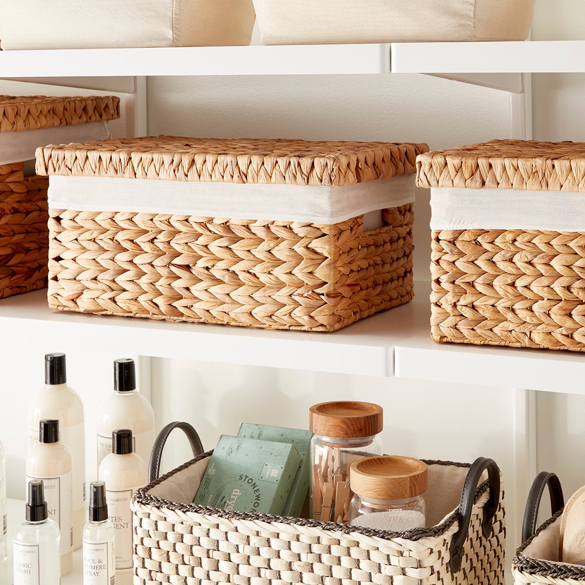 Water Hyacinth Box with Liner The Container Store