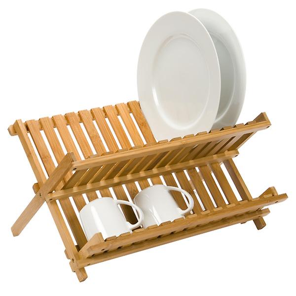 Folding Bamboo Dish Rack, 17-3/4 x 12-1/4 x 10-1/4 H | The Container Store