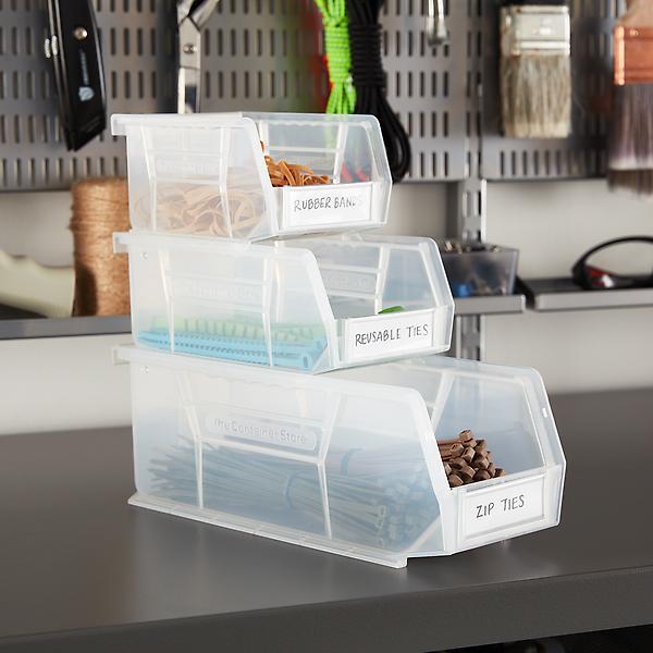 The Container Store Narrow Stackable Plastic Utility Bin - Gray - 5-1/2 x 10-7/8 x 5 H - Each