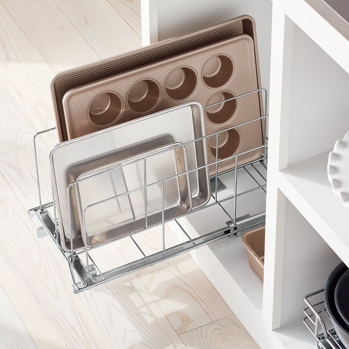 Chrome Roll Out Bakeware Organizer The Container Store