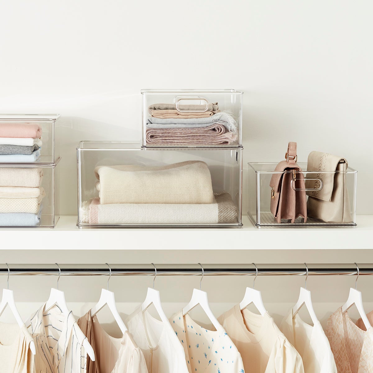 iDesign Clear Stackable Closet Bins The Container Store