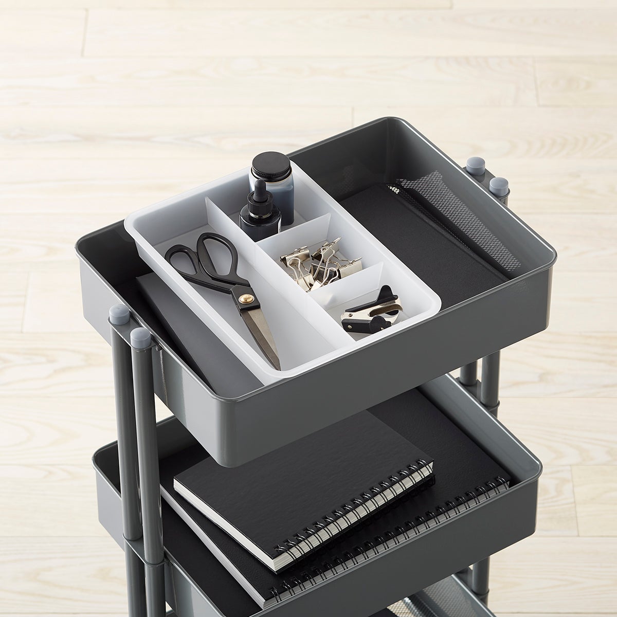 Clear 3Tier Rolling Cart Sliding Organizer Tray The Container Store