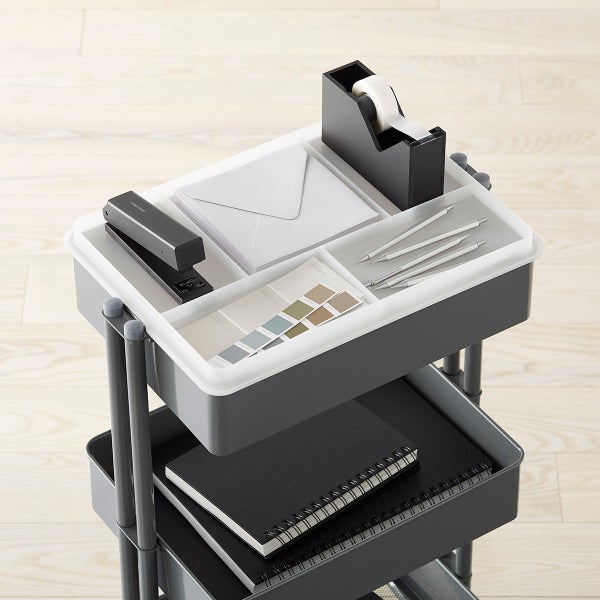 Clear 3-Tier Rolling Cart Reversible Organizer Lid