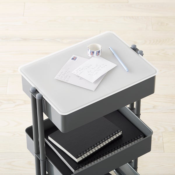 Clear 3-Tier Rolling Cart Reversible Organizer Lid
