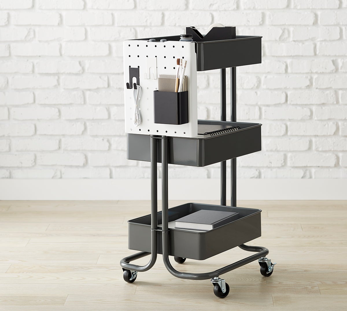 3 Tier Cart Pegboard Attachments The Container Store