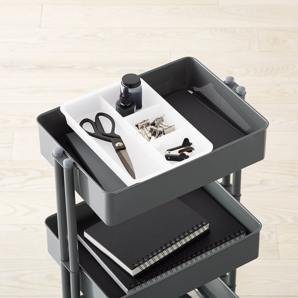 White 3-Tier Rolling Cart Sliding Organizer Tray