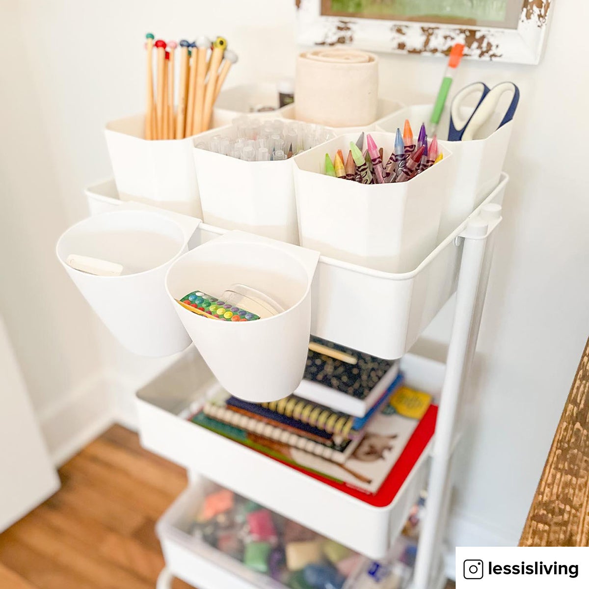 White 3-Tier Rolling Cart Hanging Organizer Cup