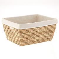 Rectangular Tapered Palm Leaf Laundry Basket Natural