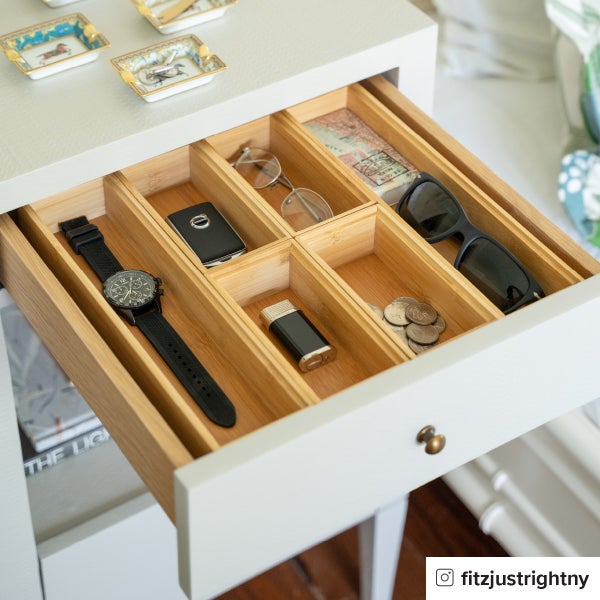 stackable bamboo drawer organizers
