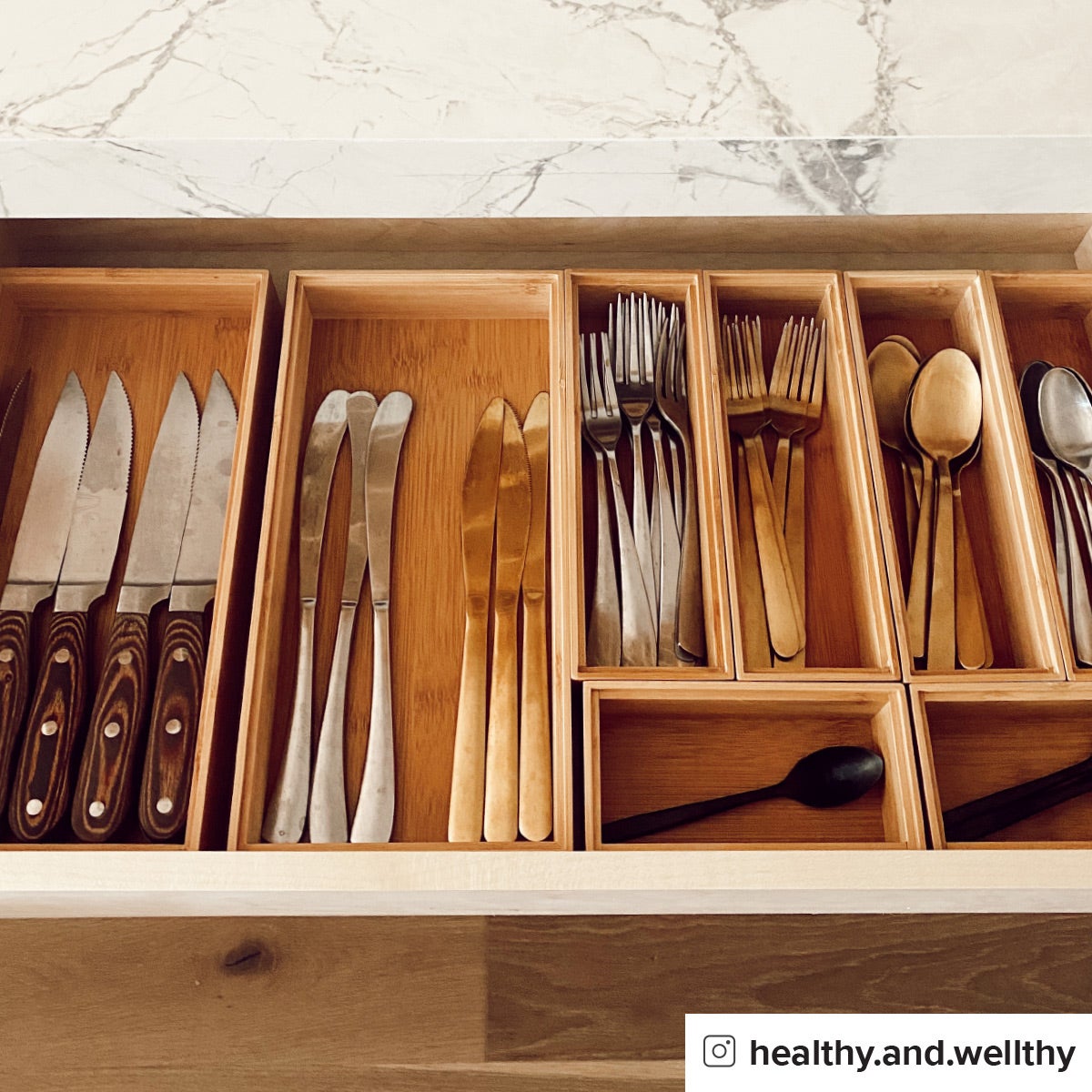 Stackable Bamboo Drawer Organizers