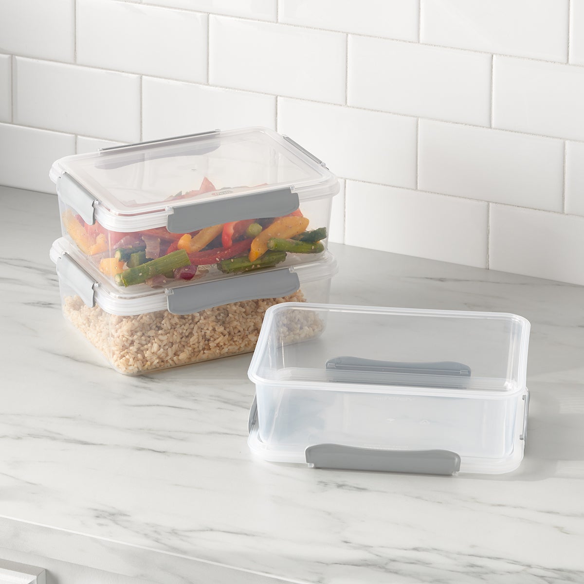 Plastic Food Containers with Grey Clips
