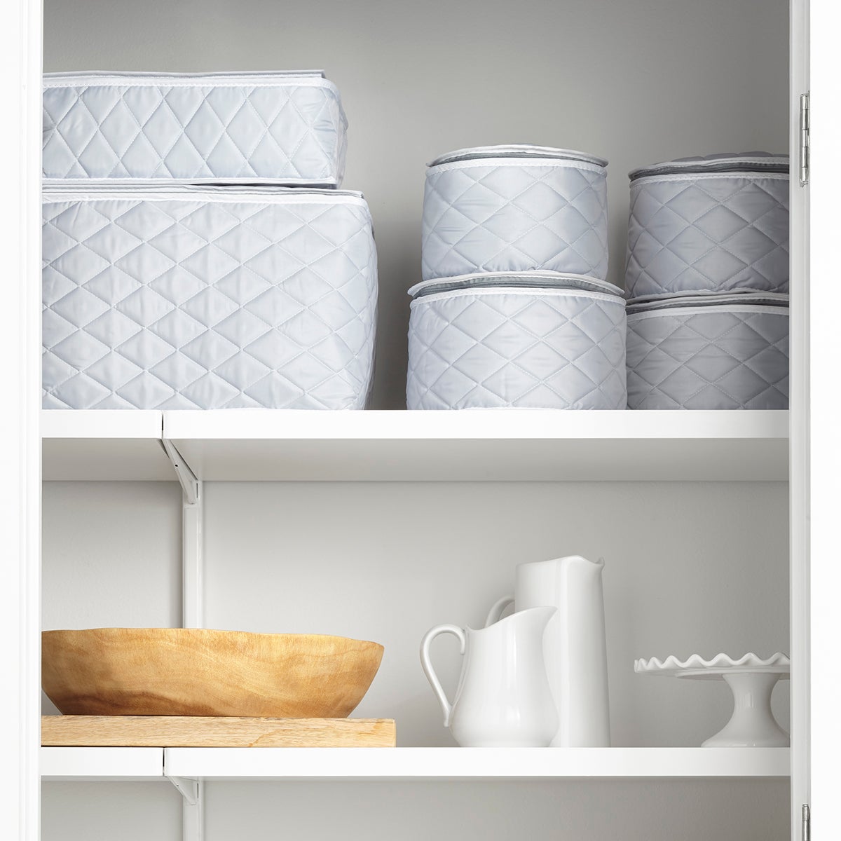 Grey Quilted Cup/Mug & China Storage Case | The Container Store