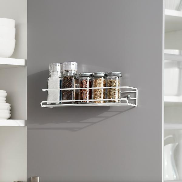 mDesign Metal Wall Mount Paper Towel Holder with Storage Shelf and Hooks  for Kitchen, Pantry, Laundry, Garage Organization - Holds Spices,  Seasonings