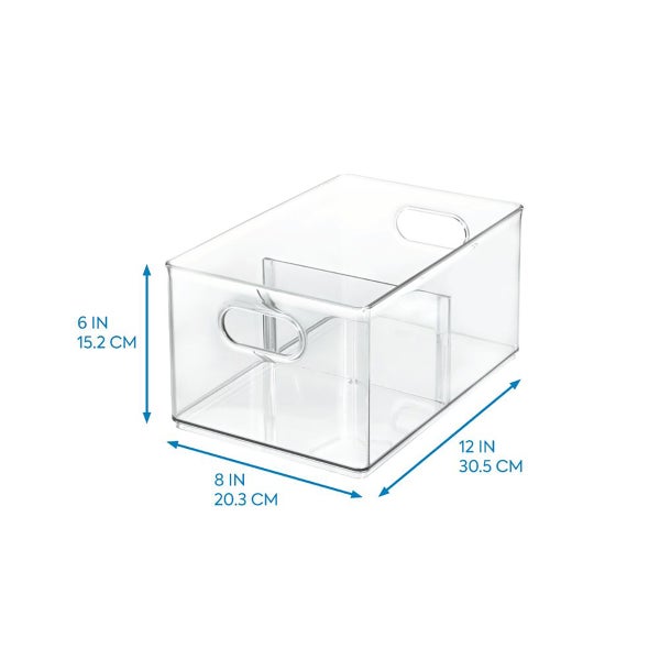 The Home Edit Large Divided Fridge Bin Clear, 6 x 12 x 4-1/4 H | The Container Store